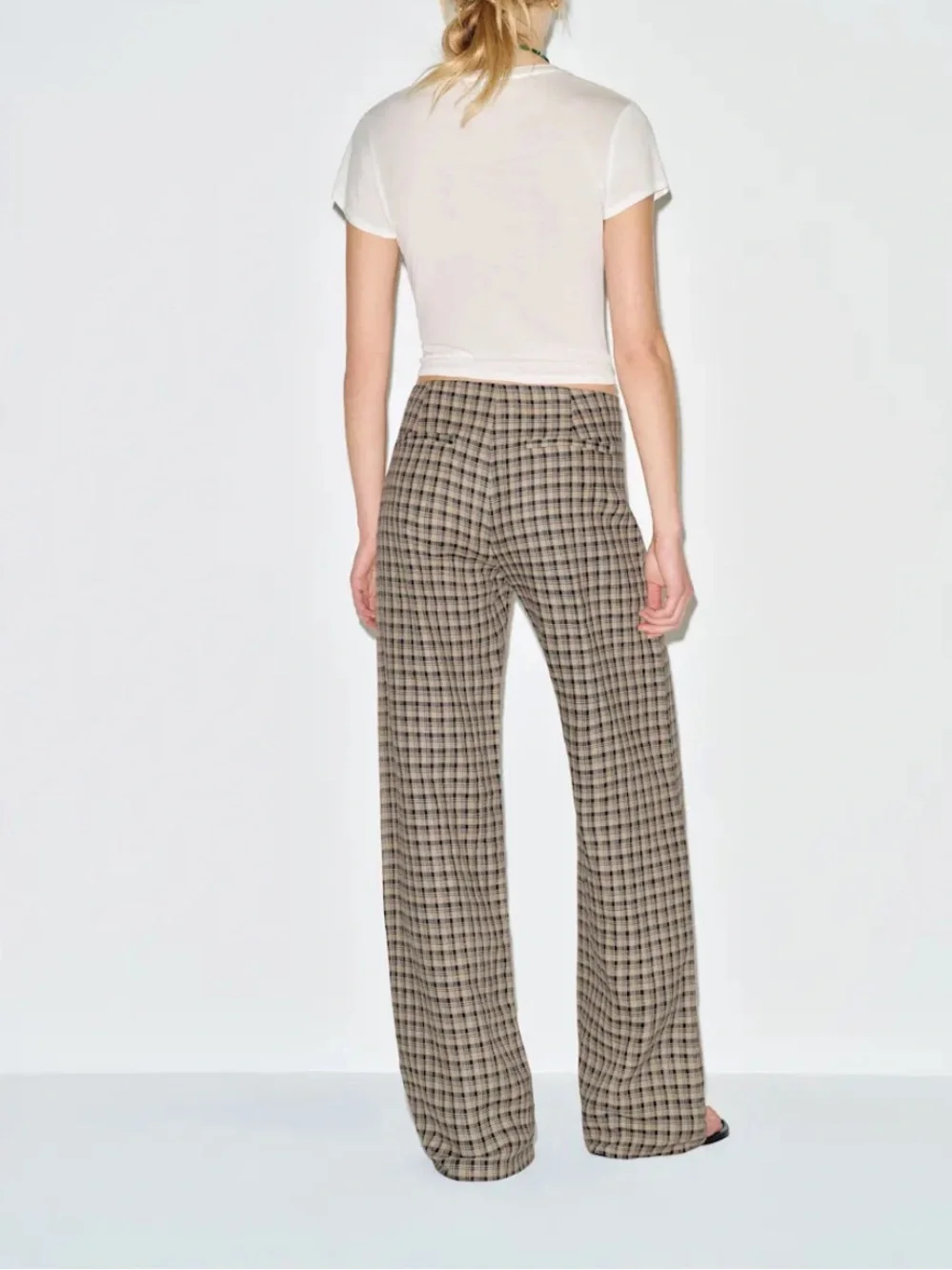 reformation Vida Checked low rise Linen Pants checked - size 4 short length